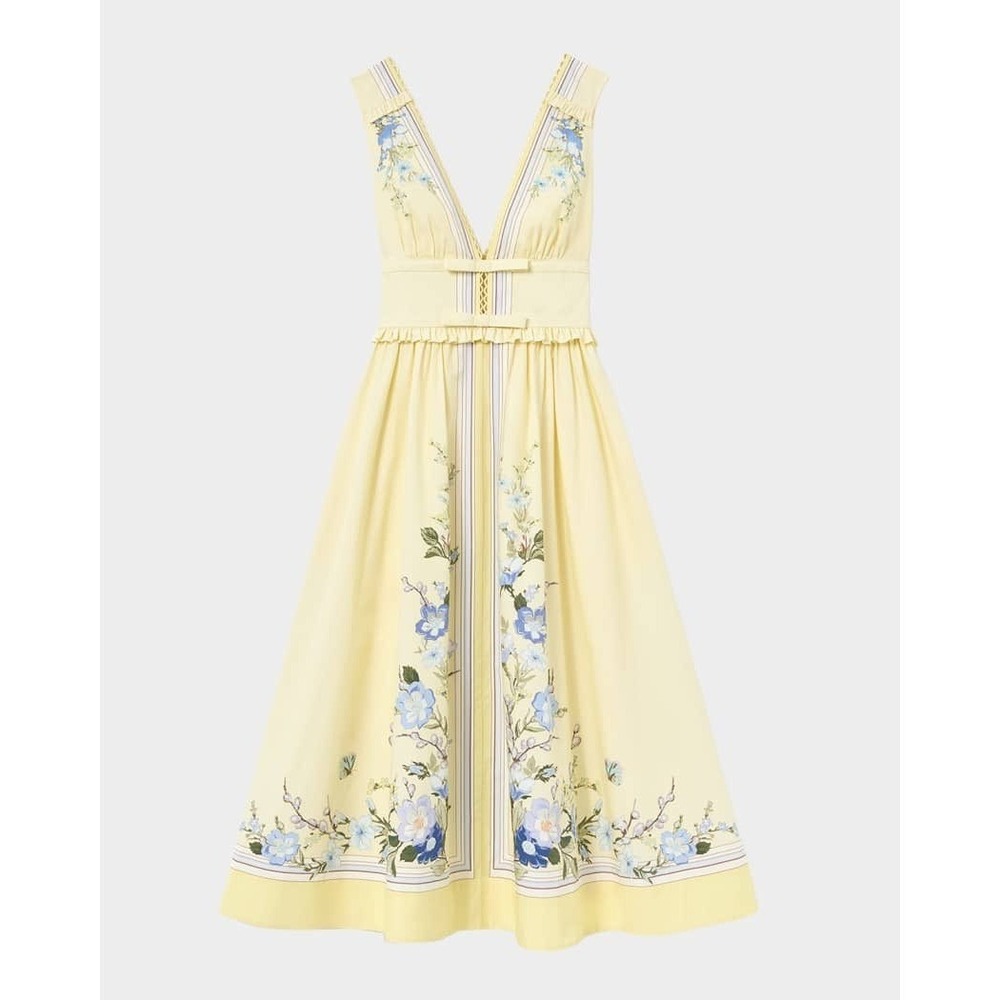 Self-Portrait Yellow Floral Midi Dress NWT Wedding Guest US 4 Small - Picture 10 of 12